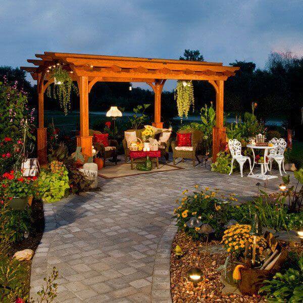 Arched Hearthside Wood Pergolas - Amish