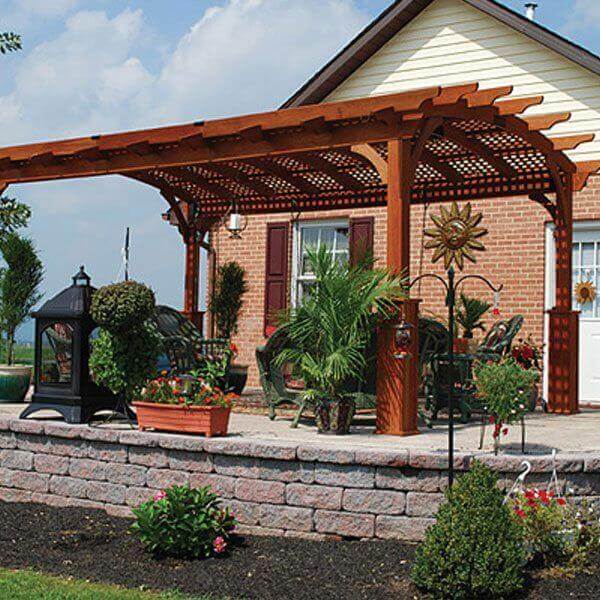 Arched Hearthside Wood Pergolas - Amish