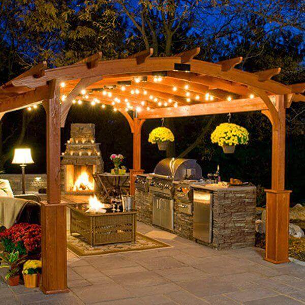 Arched Hearthside Wood Pergolas - Amish