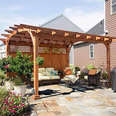 Arched Hearthside Wood Pergolas - Amish