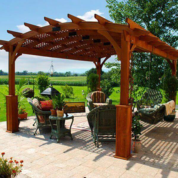 Arched Hearthside Wood Pergolas - Amish